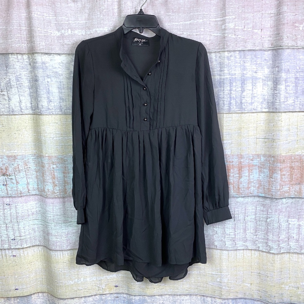 Nasty Gal 5 Button Long Sleeve Mini Dress